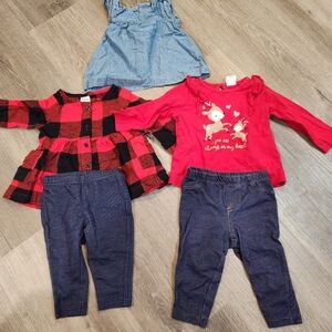 6 months Bundle outfits baby girl2 full outfits perfect for Christmas 1 top al
